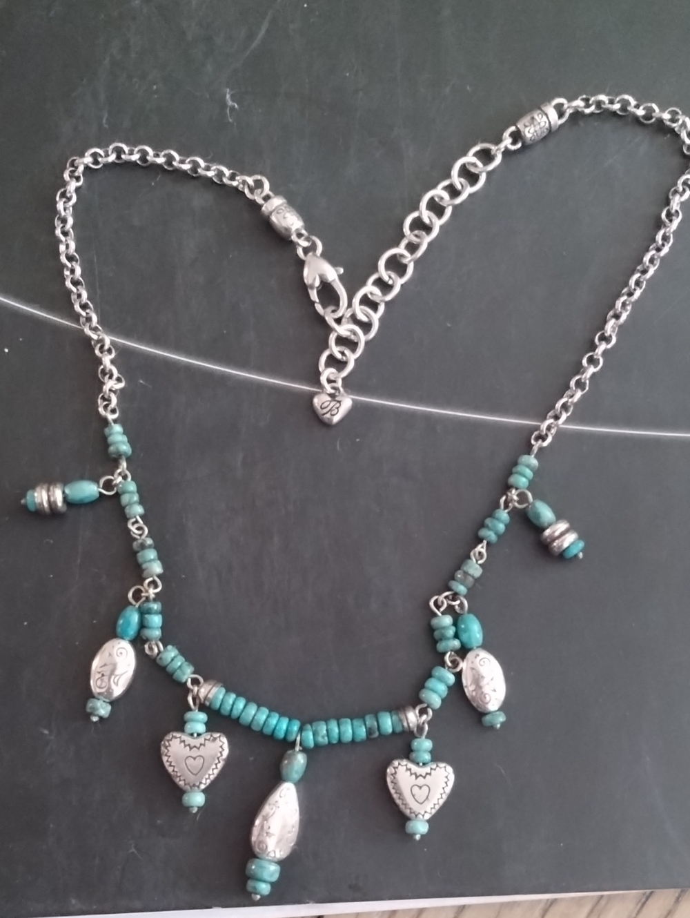 Brighton Southwest Silver-Tone Turquoise Beaded Charm Necklace